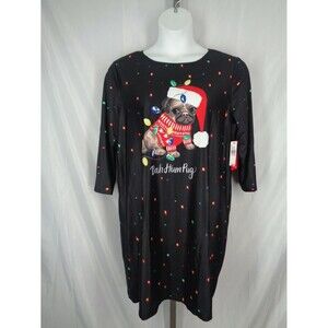 Dress Works Pug Dog Christmas Tunic Dress Size XL Holiday Party New
